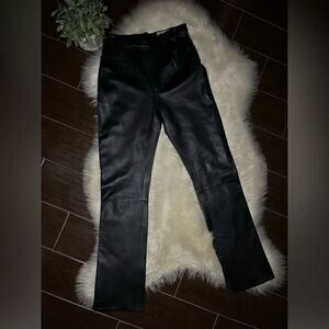 Rem Garson black leather straight pants sz 8